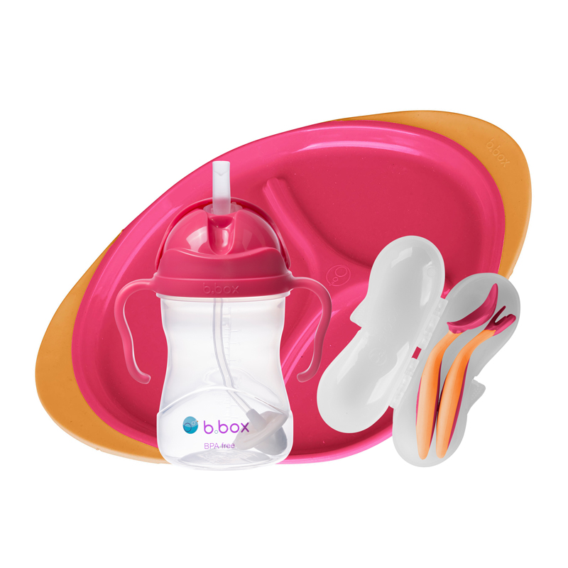 B.box Feeding Set - Sippy Cup, Toddler Cutlery Set, Divided Plate